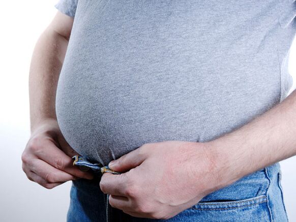 In men, excess weight is the cause of potential problems