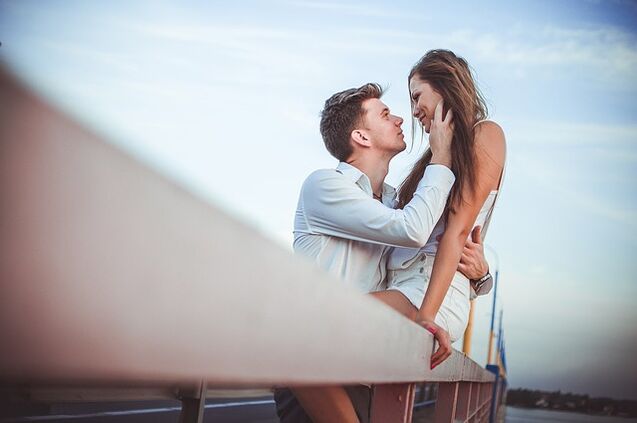 A woman in the arms of a man with great potential